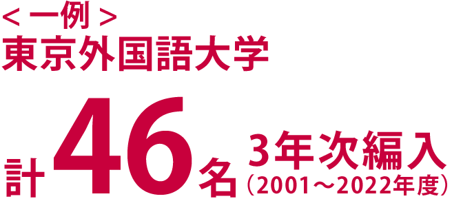 〈一例〉東京外国語大学7年連続計27名合格